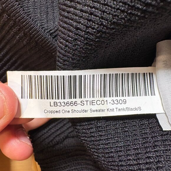 Quince Cropped One Shoulder Sweater Knit Tank Top Ribbed Black Size S - Picture 5 of 6